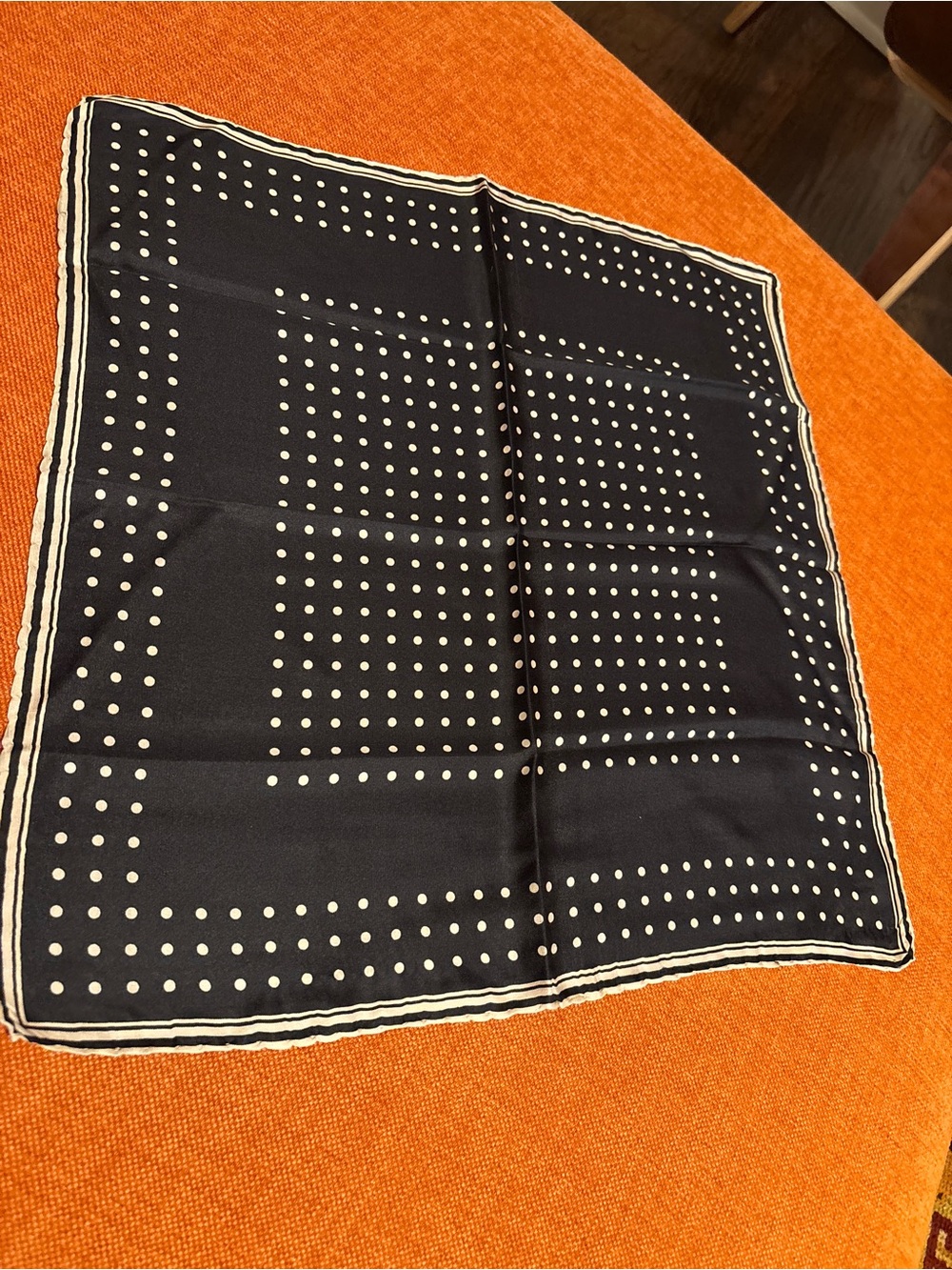 Classic Navy Polka Dot Silk Scarf